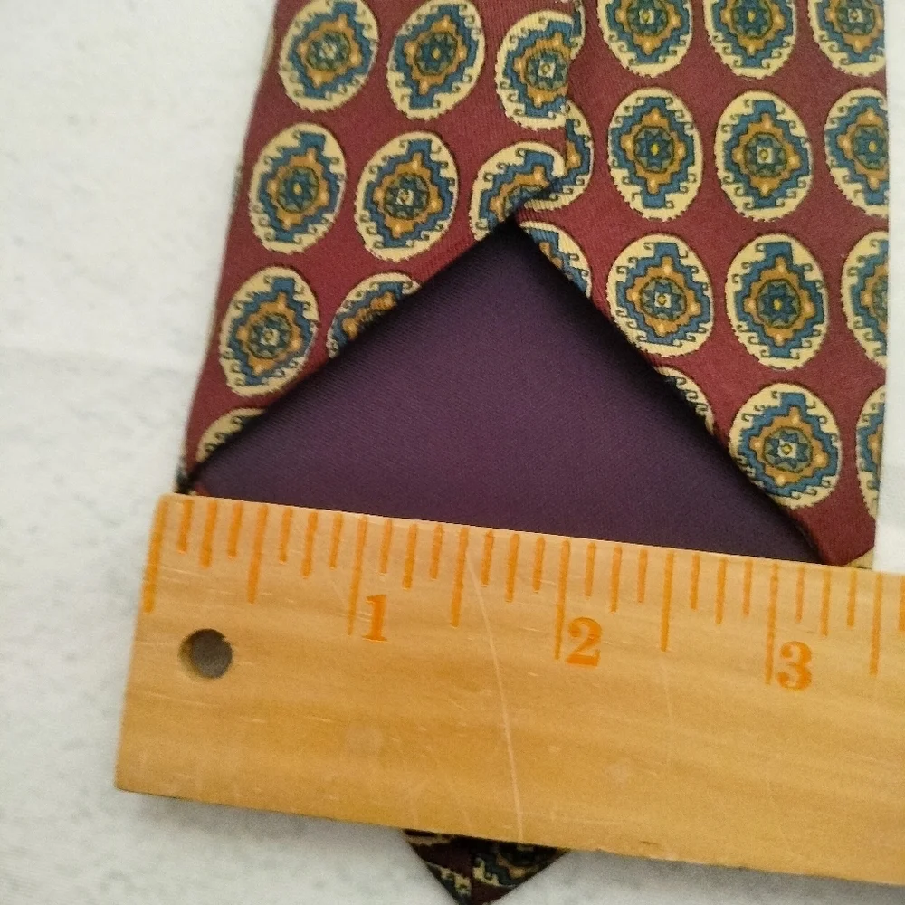 Land'd End Men's Elegant Burgundy Maroo Abstract Patterned Tie Formal Business